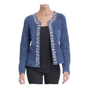 Mengnasai Women's Denim Jacket Diamanté
Embellishment Sleeve Zipper, size XXL